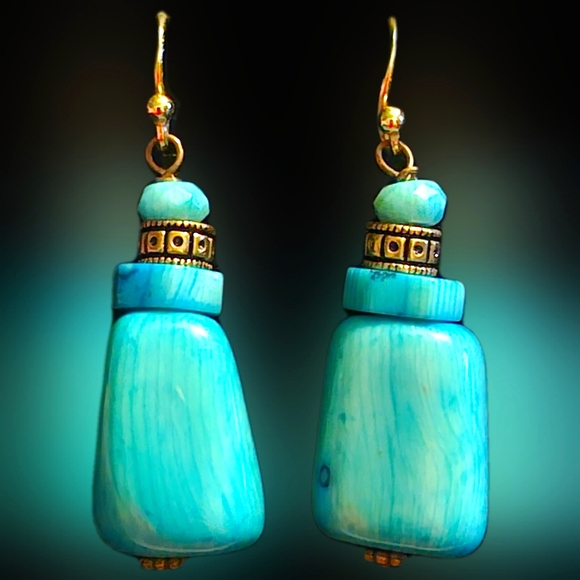 Studio Barse Jewelry - Vintage Barse 925 Turquoise Pierced Hook Earrings